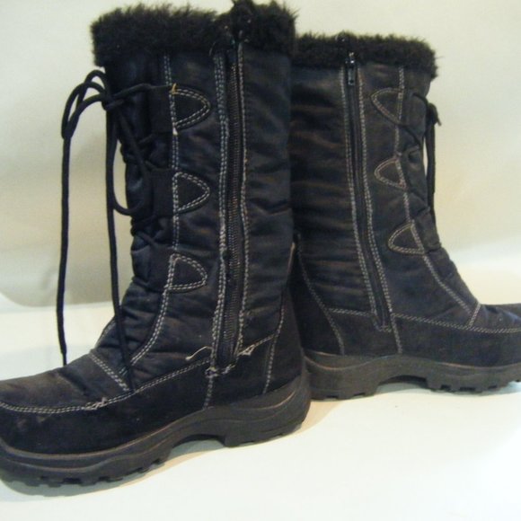 Ladies Winter Black Zip Boots Faux Fur - Picture 4 of 9